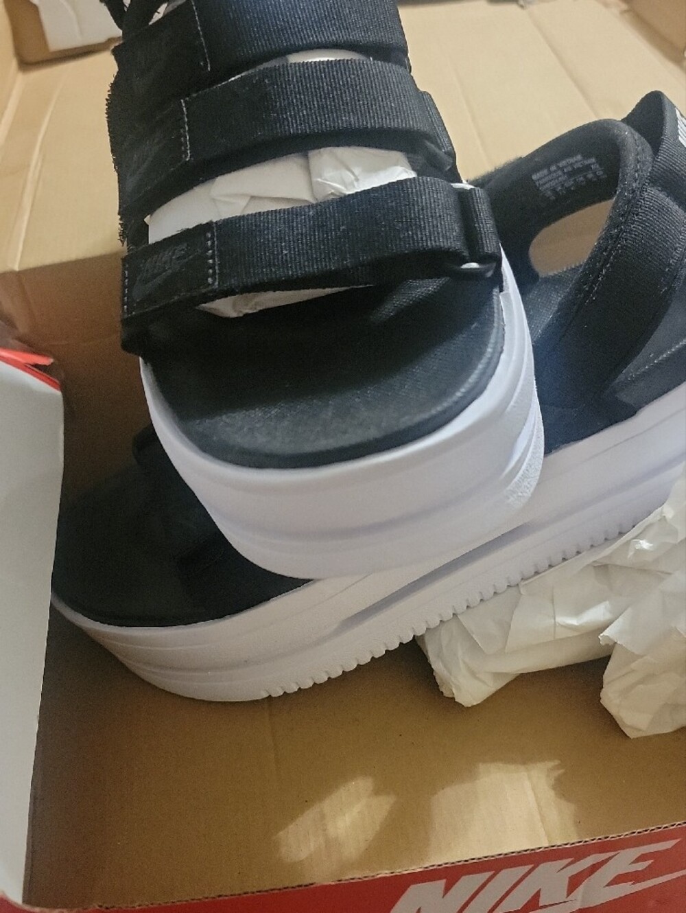 Nike Black Strap Platform Sandals with White Sole - Picture 7 of 9